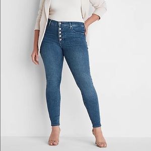 Express Mid Rise Button Fly Skinny Jeans